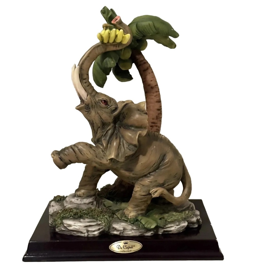 Rare De Capoli Collection 8.5” Elephant Statue With Bananas Figurine Sculpture